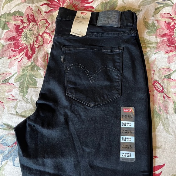 LEVIS Size 14 Long  32"Wx 42"L Dark Black Denim Stretch 5-Pkt MidRise $89 NEW - Picture 2 of 16